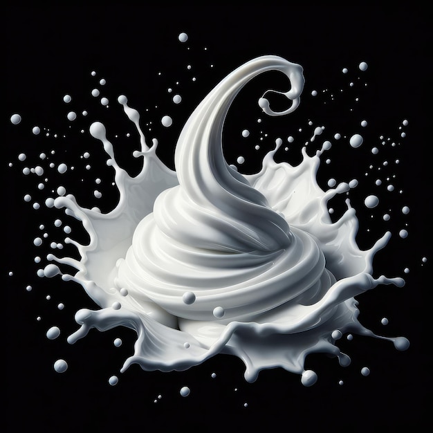 schizzi bianchi di crema o latte isolati su sfondo nero