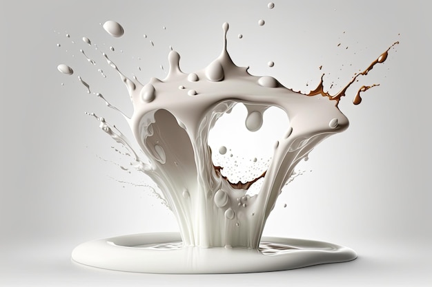 Schizzi di latte su sfondo bianco