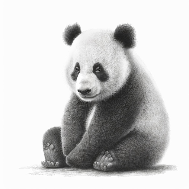 Schizzo a matita opera d'arte panda gigante disegno animale AI Generato