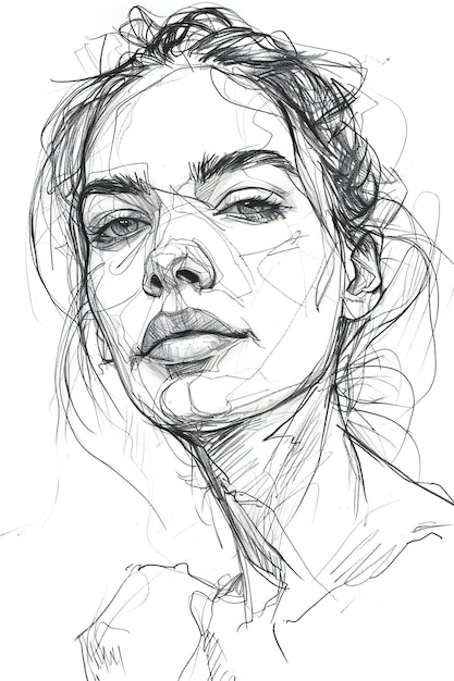 Schizzo del viso di una donna Illustrazione disegnata a mano