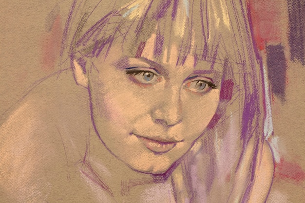 schizzo dell'illustrazione del disegno a matita del ritratto femminile