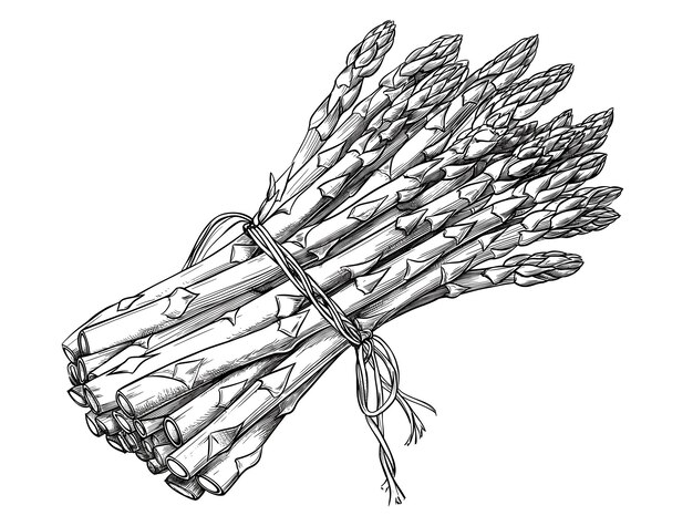 Schizzo di asparagi disegnato a mano