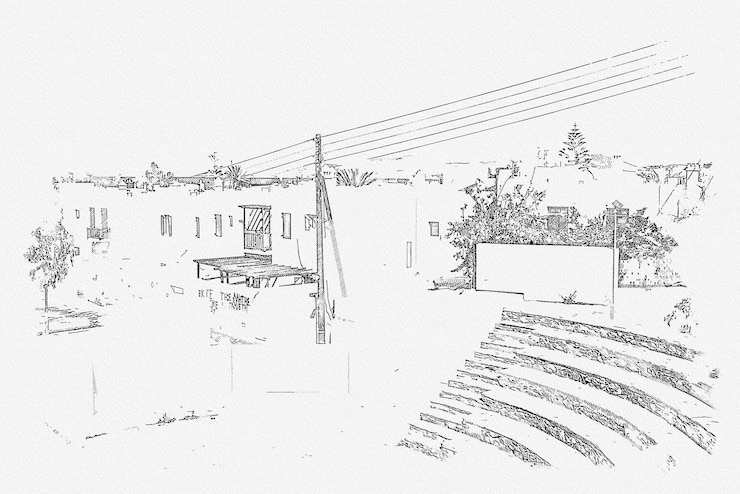 Foto schizzo immagine della vista panoramica della città di mykonos isole cicladimykonos grecia