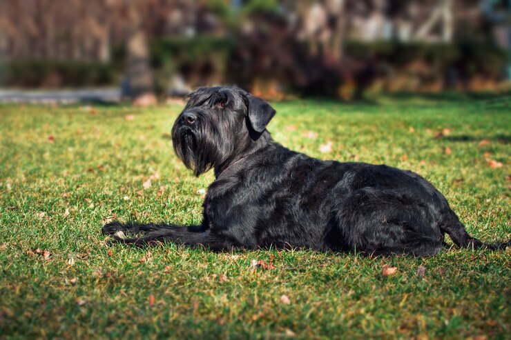 Schnauzer gigante del cane all'aperto