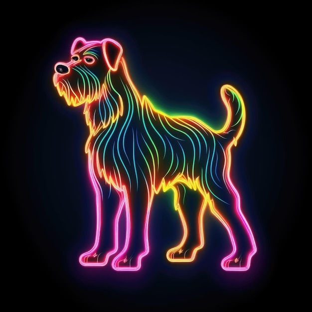 Schnauzer gigante icona di contorno al neon con effetto luce
