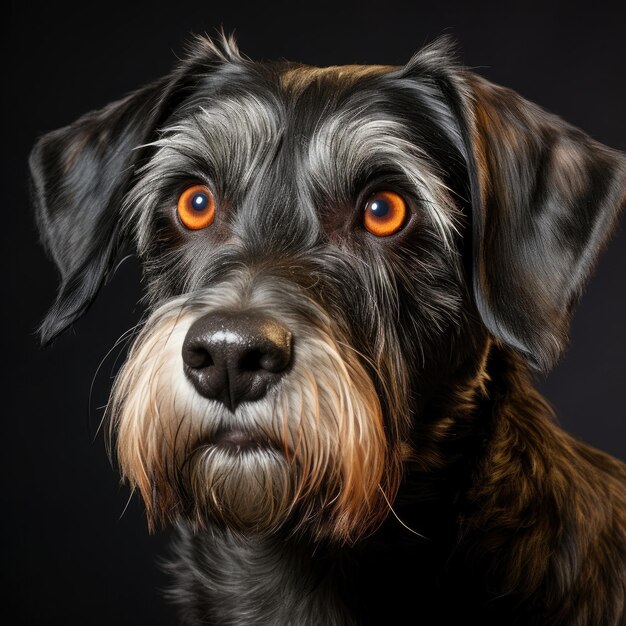 Schnauzer intenso nello studio del carbone