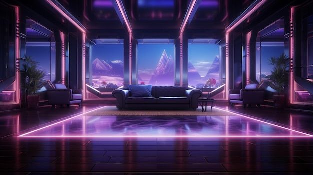 Sci Fi Neon Futuristico Retro Club Seat Chair Room Laser rettangolari luminosi