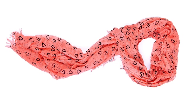 Scialle rosa con cuori isolati su bianco