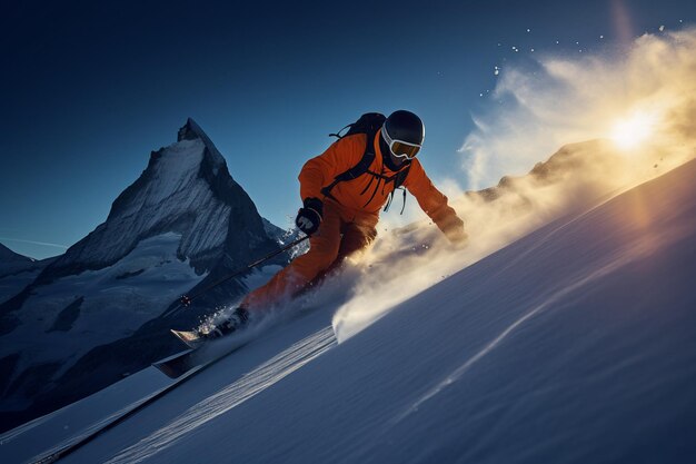 Sciare nello splendore delle Alpi Generative Ai