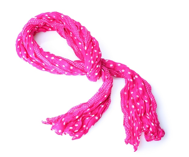 Sciarpa femminile rosa brillante isolata su bianco