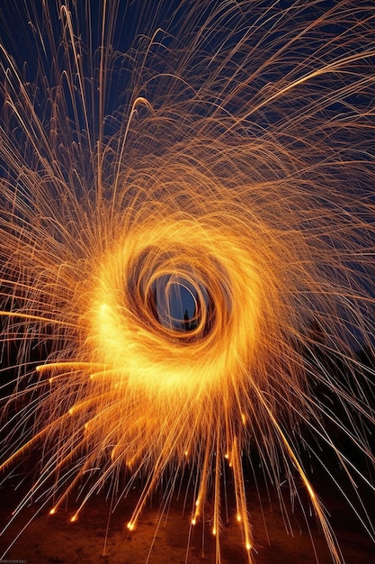Scie di fuochi d'artificio a spirale che creano motivi astratti creati con l'IA generativa