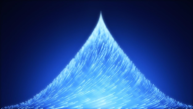 Scie di particelle di dati ad alta velocità. Illustrazione 3D con effetto di sfocatura della profondità di campo. adatto per big data, tecnologia, rete e temi futuristici.