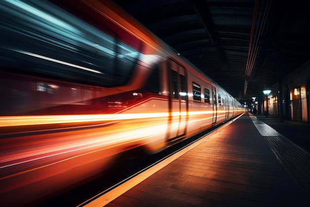 Scie luminose dell'intelligenza artificiale generativa dei treni