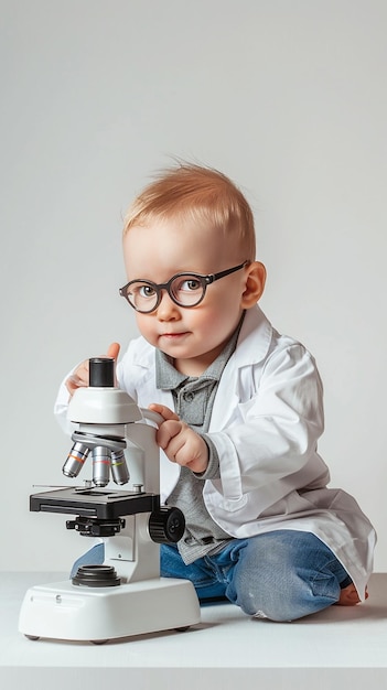 Scienziato Junior Baby Scienziato carino su sfondo bianco