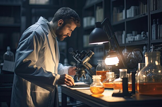 Scienziato maschio in ospedale al lavoro