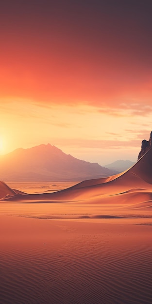 Scifi Deserto al tramonto Un paesaggio mozzafiato con colori vivaci