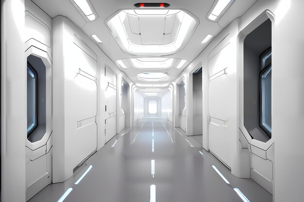 Scifi interni futuristici di una stazione spaziale bianca Illustrazione di concept art