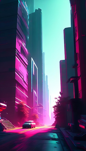 Scifi ritratto di realtà virtuale stile cyberpunk rendering 3d sullo sfondo della città