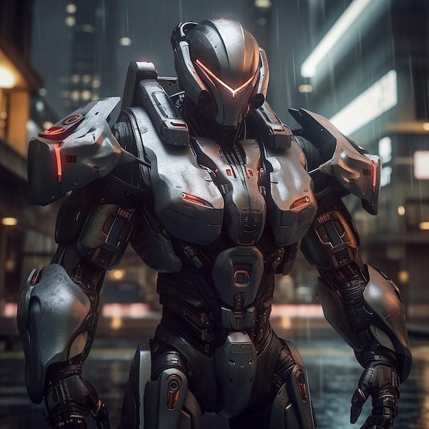 SciFi Warrior Stupendo robot umanoidi in armatura futuristica e disegni cibernetici