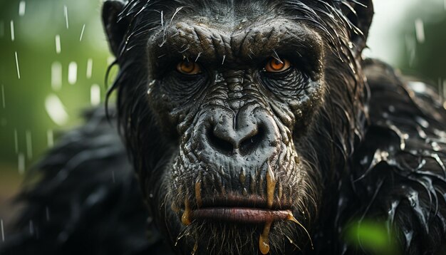 Scimmia carina nella foresta pluviale che guarda la telecamera con la forza generata dall'intelligenza artificiale