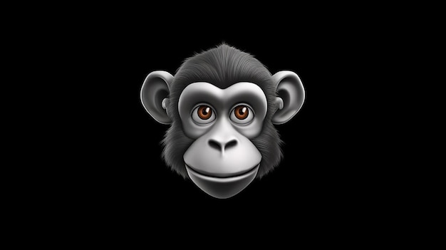 scimmia cartoon su sfondo nero illustrazione 3d realizzata con intelligenza artificiale generativa