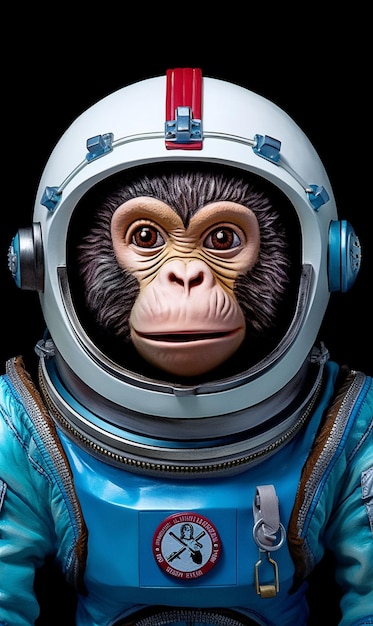 Scimmia che indossa tuta spaziale con sfondo scuro ai generati