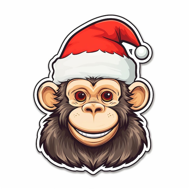 Scimmia con adesivi e cappello di Natale