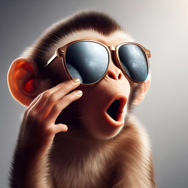 scimmia divertente che indossa occhiali da sole