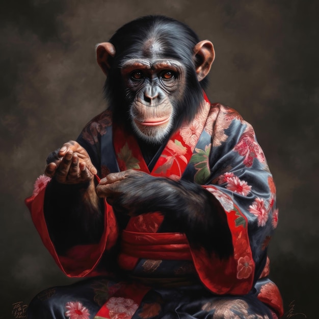 Scimmia in kimono IA generativa