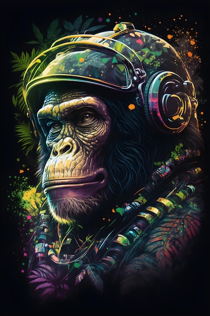 scimmia nella giungla. arte digitale