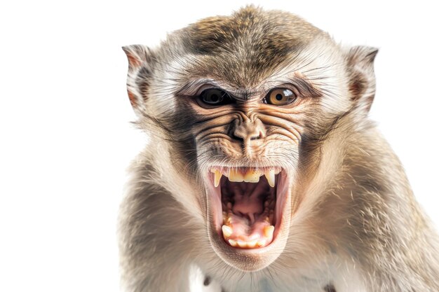 scimmia pazza arrabbiata isolata su uno sfondo bianco solido