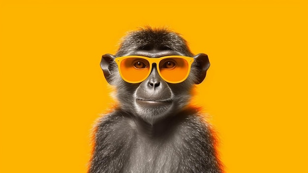 scimmia sullo sfondo giallo