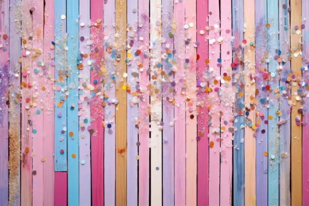 Scintille su sfondo di legno Legno sbiadito in colori pastello Illustrazione generativa di AI