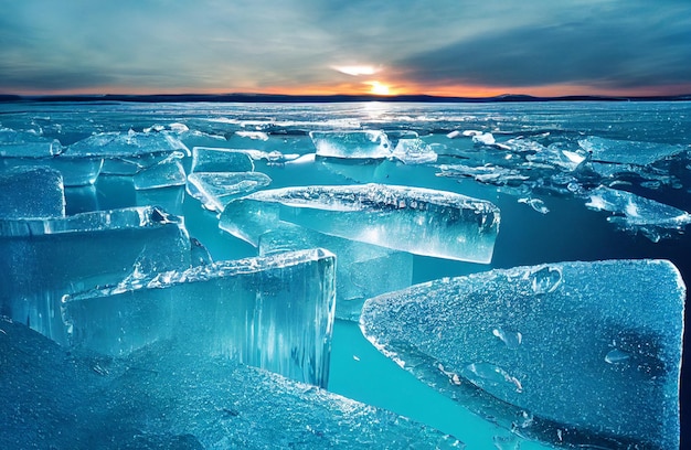 Scioglimento artico, pezzi di ghiaccio sul mare di giorno