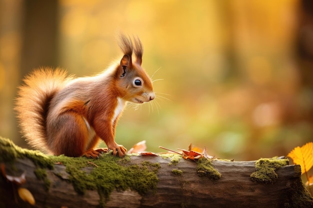 Scoiattolo rosso nella foresta autunnale