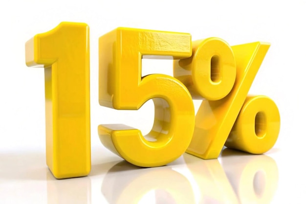 Sconto del 15 per cento Illustrazione di rendering 3D isolata