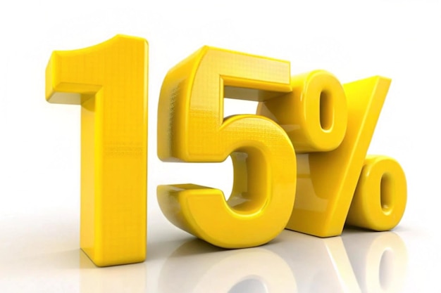 Sconto del 15 per cento Illustrazione di rendering 3D isolata