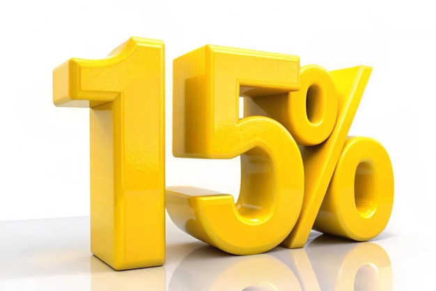 Sconto del 15 per cento Illustrazione di rendering 3D isolata