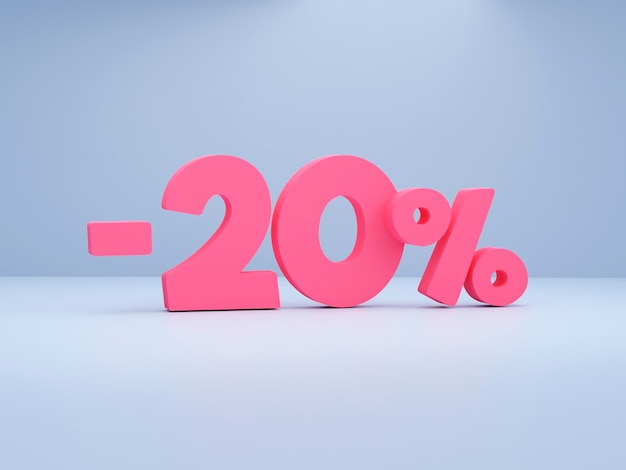 Sconto del 20 percento sui numeri 3D rosa