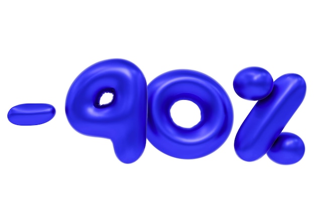 Sconto del 30 percento di sconto meno trenta 3D simbolo di vendita di cartoni animati divertenti fatto di rendering 3D di palloncini blu