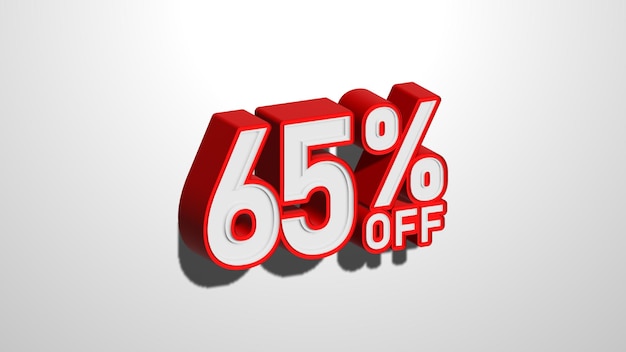 Sconto del 65% sul banner web di vendita promozionale Sconto del 65% sull'illustrazione 3D su sfondo bianco
