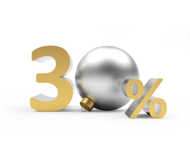 Sconto del trenta percento in oro con palla di Natale in argento