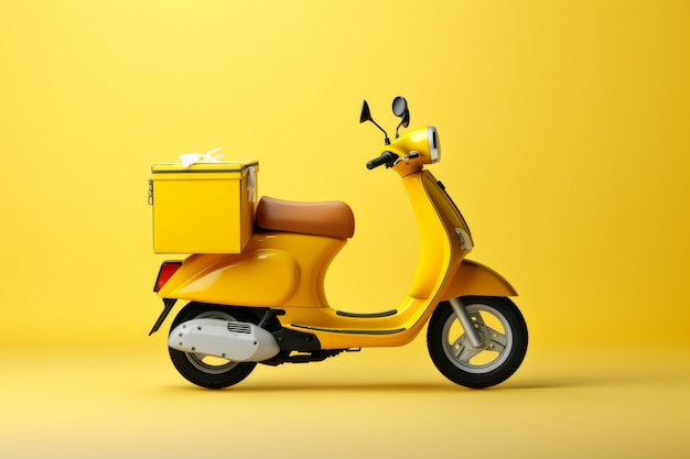 Scooter giallo con scatola