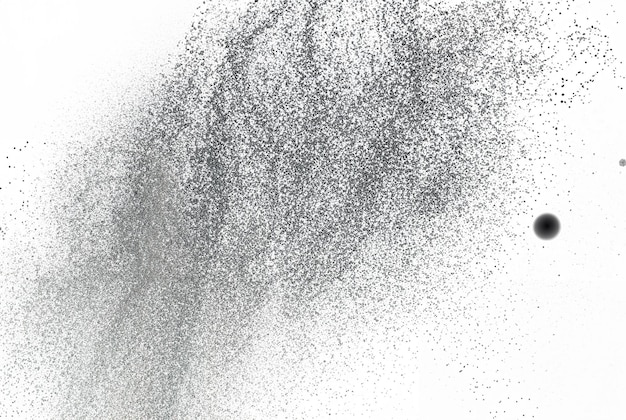 Scoppio di particelle astratte disperse su sfondo bianco