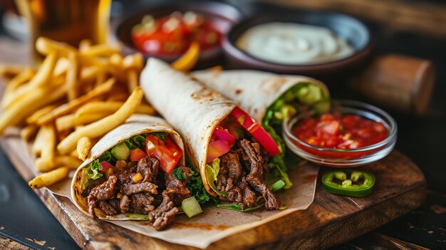 Scopri il burrito con una superficie pulita e gli ingredienti dell'intelligenza artificiale generativa