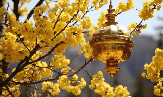 Scopri il fascino della lampada dorata Ormal nel bel mezzo dello splendore sbocciante della primavera designe designe