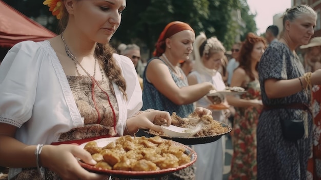 Scopri il meglio della scena gastronomica di Kiev al festival gastronomico Kyiv Day, dove i migliori chef e ristoranti mostrano i loro piatti d'autore e le innovazioni culinarie Generato dall'IA