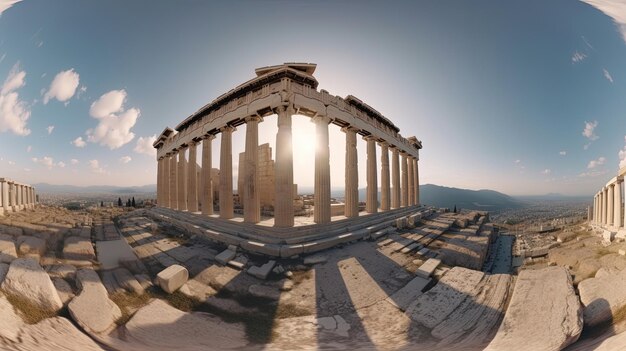 Scopri la meraviglia architettonica che è il Partenone attraverso un tour avvincente che ne evidenzia il significato storico e la bellezza duratura Generato dall'IA
