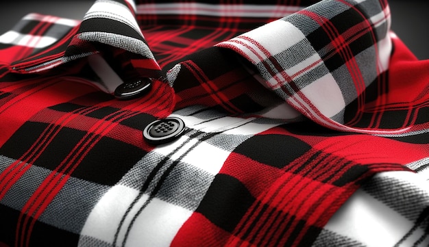 Scozzese scozzese rosso e bianco nero Tessuto senza cuciture sulla camicia Generato dall'IA