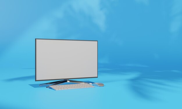 Screen Mock up with shadow color wall background copy space 3D rendering